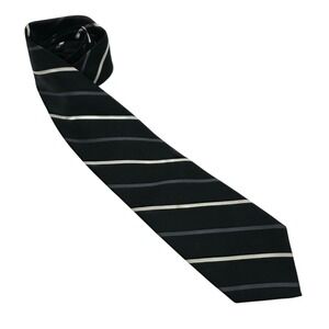 Beau Brummel Soho Tie Black Silver Stripe Handmade 100% Silk‎ Designer Necktie